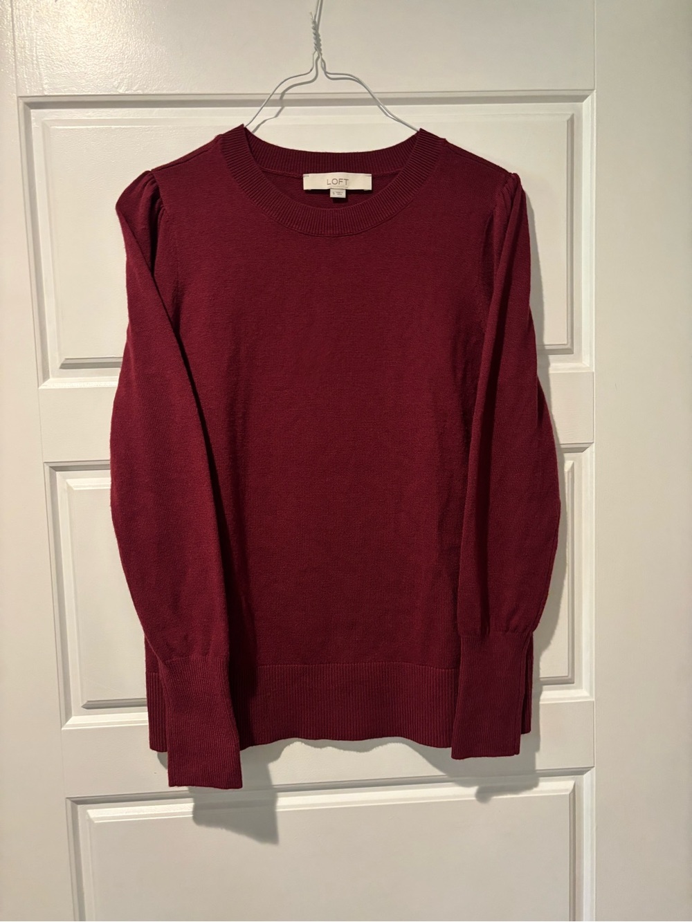 LOFT Women's Crewneck Sweater in Burgundy